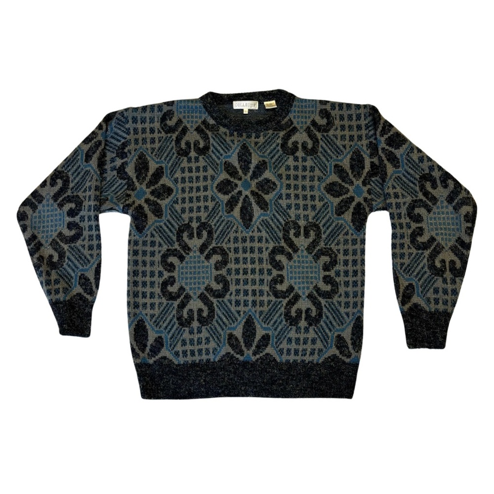 Vintage Collectif Sweater Geometric Pattern Eclectic Grandpa